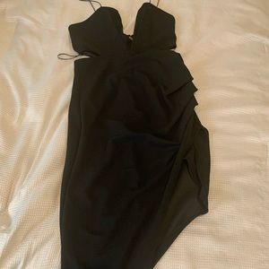 black tight dress with slit on the side